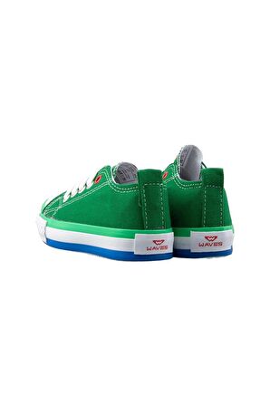 Unisex Erkek Kız Çocuk Keten Kısa Convers Modeli Bağcıklı Spor Ayakkabı YEŞİL