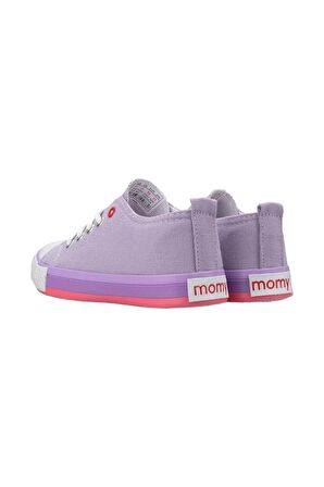 Unisex Erkek Kız Çocuk Keten Kısa Convers Modeli Bağcıklı Spor Ayakkabı Lila