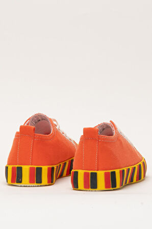 Unisex Çocuk Keten Kısa Convers Modeli Bağcıklı Spor Ayakkabı TURUNCU