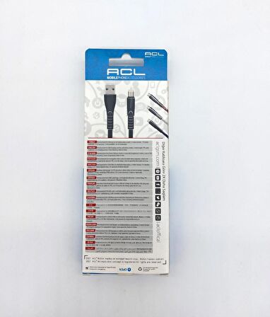 ACL ACK-42 100 CM 2.4A METAL BAŞLIKLI MICRO USB ŞARJ VE VERİ KABLOSU SİYAH