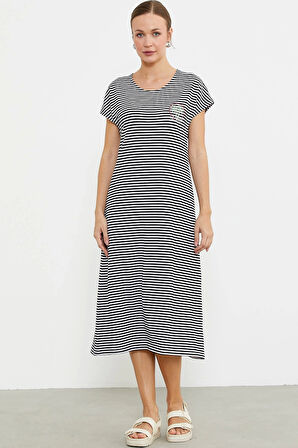 Sementa 77489 Nakış Detaylı Marine Penye Elbise