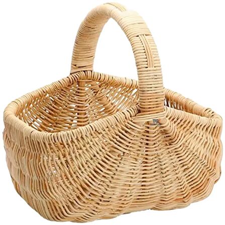 Bambu&Rattan Hasır Piknik Sepeti, Saklama Kutusu ve Depolama Sepeti, Dekoratif Sepet 36x30x23x34cm