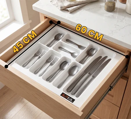 60x45 cm. Beyaz Kaşıklık ve Kepçelik 2'li Set 59x41CM ‘E KADAR KESİLEBİLİR