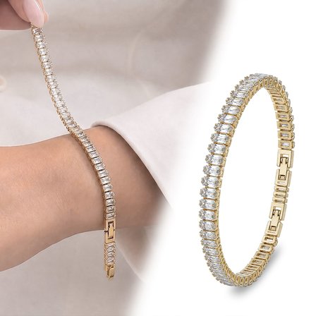 💎 Premium Parlak 5mm Şeffaf Zirkon Taş Su Yolu Kadın Bijuteri Bileklik 3183KBV4D3(~18cm Gümüş Renk)