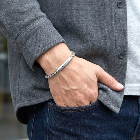 💎 Premium Tekli 4mm Arnavut Model Çelik Zincir Erkek Bileklik – Çelik Kilitli 31835B2D6  -  21 cm