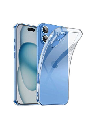 Apple iPhone 16 ile Uyumlu Kılıf Şeffaf Esnek Silikon Telefon Kılıfı Kapak