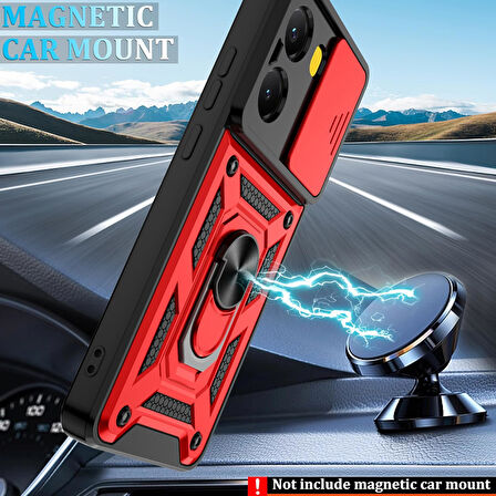 Xiaomi Poco X7 Pro ile Uyumlu Kılıf Magnetik Standlı Kamera Korumalı Sürgülü Kapak