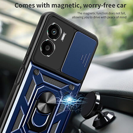 Xiaomi Poco X7 Pro ile Uyumlu Kılıf Magnetik Standlı Kamera Korumalı Sürgülü Kapak