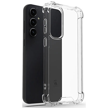 Samsung Galaxy S23 FE Uyumlu Köşe Dolgulu Anti Shock Telefon Kılıfı ve Kırılmaz Cam Ekran Koruyucu