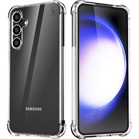 Samsung Galaxy S23 FE Uyumlu Kılıf Şeffaf Temperli Kırılmaz Cam Ekran ve Kamera Lens Koruyucu Seti