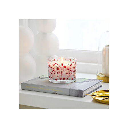 Bardakta kokulu mum, beyaz, 50 saat, şeker kamışı