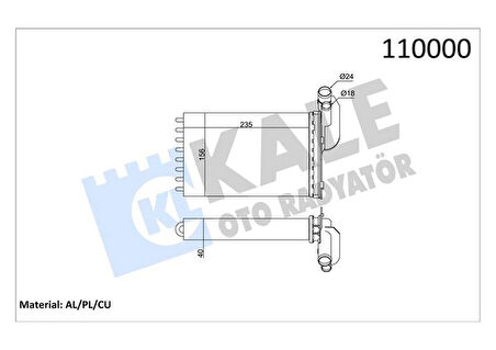 KALORİFER RADYATÖRÜ MEGANE 1-CLIO 1-R19 234X1571042 2 SIRA CU PL 7701204680 7701033457