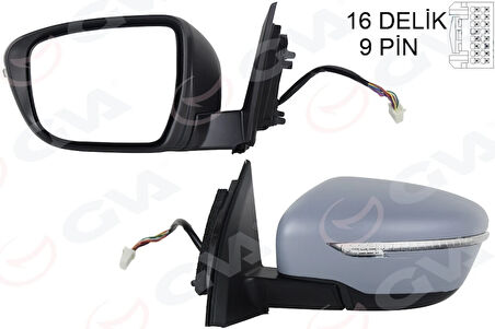 DIŞ DİKİZ AYNASI SOL QASHQAI 2013 ELEKTRİKLİ ISITMALI KATLANIR SİNYALLİ ASTARLI KONVEKS 96302 4EH6A 96374 4EA8E