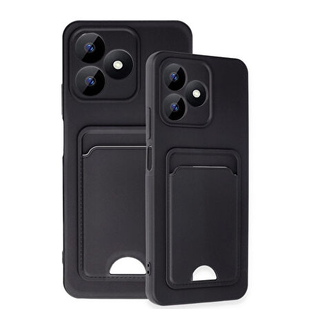 Realme Note 50 Uyumlu Arka Kamera Korumalı Kart Koyulabilen Silikon Kartlıklı Kılıf Kapak