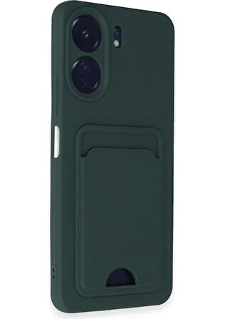 Xiaomi Poco C65 Uyumlu Arka Kamera Korumalı Kart Koyulabilen Silikon Kartlıklı Kılıf Kapak