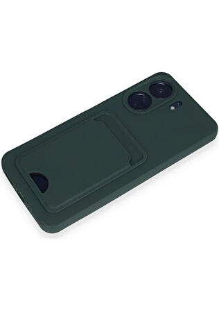 Xiaomi Poco C65 Uyumlu Arka Kamera Korumalı Kart Koyulabilen Silikon Kartlıklı Kılıf Kapak