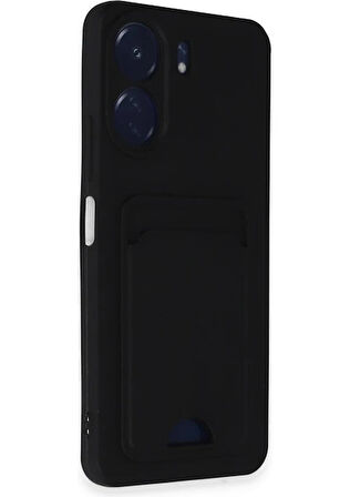 Xiaomi Poco C65 Uyumlu Arka Kamera Korumalı Kart Koyulabilen Silikon Kartlıklı Kılıf Kapak