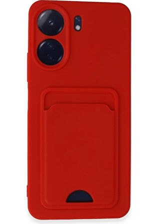 Xiaomi Poco C65 Uyumlu Arka Kamera Korumalı Kart Koyulabilen Silikon Kartlıklı Kılıf Kapak