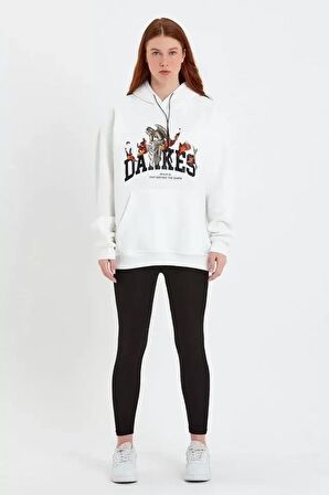 DANKES Baskılı Kapüşonlu Sweat - Beyaz