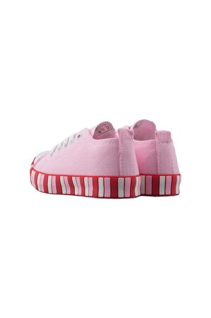 Unisex Çocuk Keten Kısa Convers Modeli Bağcıklı Spor Ayakkabı PEMBE
