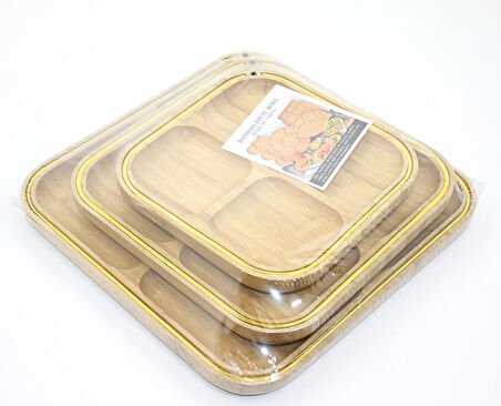 3'lü Ahşap Kahvaltı Çerez Ve Meyve Sunum Tabağı 