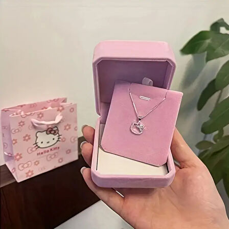 Hello Kitty Figür Gümüş Renk Bijuteri Kolye Zarif ve Şık Tasarım Kadın & Çocuklara Özel Hediye