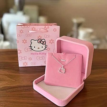 Hello Kitty Figür Gümüş Renk Bijuteri Kolye Zarif ve Şık Tasarım Kadın & Çocuklara Özel Hediye