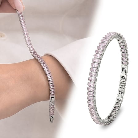 💎 Premium Parlak 5mm Pembe Zirkon Taşlı Su Yolu Kadın Bijuteri Bileklik 3183KBV4D1 (~18cm Altın Renk)