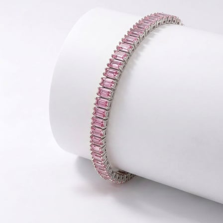 💎 Premium Parlak 5mm Pembe Zirkon Taşlı Su Yolu Kadın Bijuteri Bileklik 3183KBV4D1 (~18cm Altın Renk)
