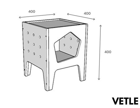 VETLE - Plywood Modern ve Fonksiyonel Pet Evi - Yan Sehpa