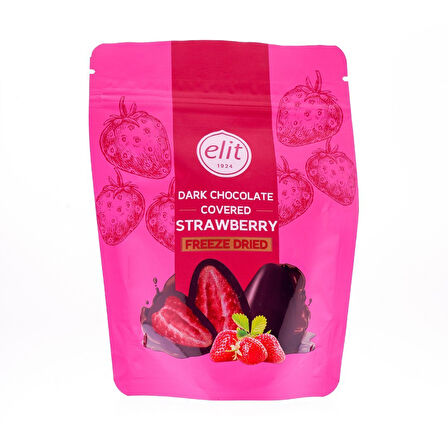 Eli̇t Çi̇kolata Bi̇tter Çi̇kolata Kaplı Freeze Dried Çi̇lek Draje 80 Gr