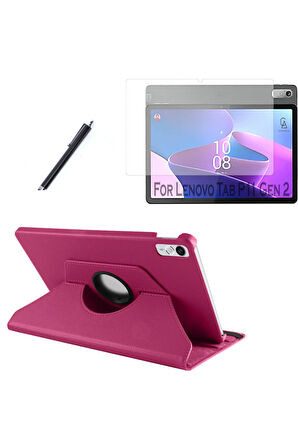 Lenovo Tab P11 2.Nesil 11.5 inç TB-350FU Dönebilen Standlı Tablet Kılıfı + Ekran Koruyucu + Kalem