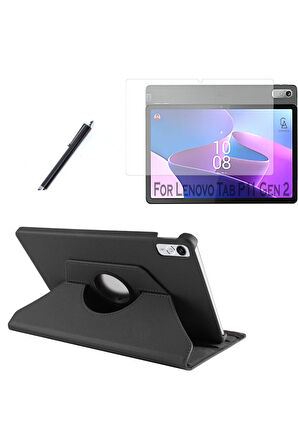 Lenovo Tab P11 2.Nesil 11.5 inç TB-350FU Dönebilen Standlı Tablet Kılıfı + Ekran Koruyucu + Kalem