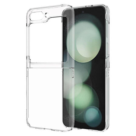 Samsung Galaxy Z Flip 5 ile Uyumlu Kılıf Yüksek Korumalı Sert Şeffaf Kapak