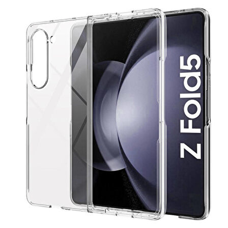 Samsung Galaxy Z Fold 5 ile Uyumlu Kılıf Yüksek Korumalı Sert Şeffaf Kapak
