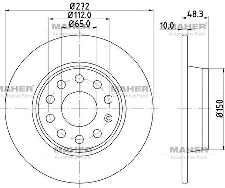 FREN DİSKİ CADDY / GOLF / JETTA / A3 / LEON 2010 / ARKA 272MM 1K0615601AA (2 ADET)