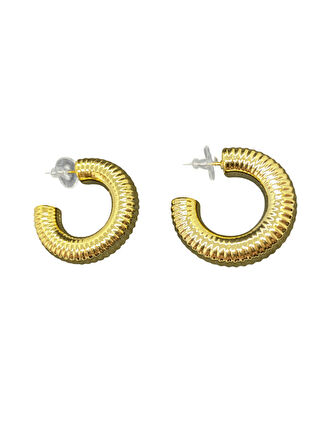 Altın Renk Dokulu Halka Model Şık Özel 316L Hafif Çelik Küpe | Özel Günler, Modern ve Şık Tasarım