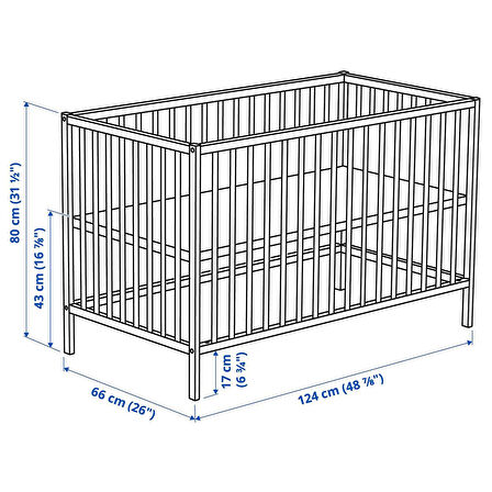 Bebek karyolası, kayın görünümlü, 60x120 cm