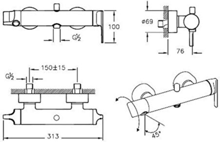 Artema Suit U A42488 Banyo Bataryası, Krom