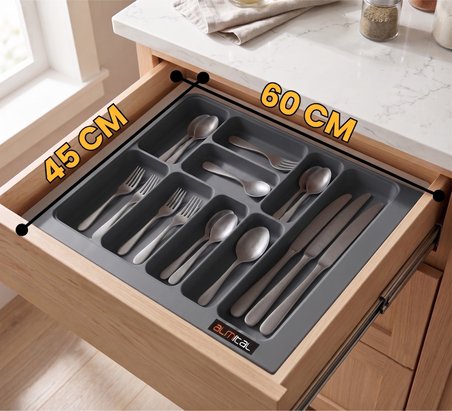 60x45 cm. Antrasit Kaşıklık ve Kepçelik 2'li Set 59x41CM ‘E KADAR KESİLEBİLİR