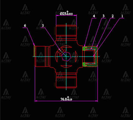 İSTAVROZ MAFSAL (ŞAFT) L-300 1990-2008 / L-200 1989-1999 (76,8MM 10 25MM DIŞTAN SEGMAN) ORTADAN GRESÖRLÜKLÜ GUM 88
