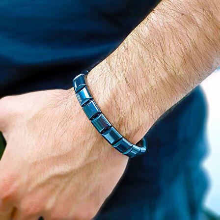   Kare Hematit Doğaltaşlı Çelik Halat Ve Klips Bileklik 31832B4D1 