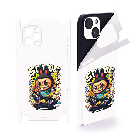Apple İphone 15 Plus için full kaplama koruma sticker kılıfsız kullanım çizilme önleyici LABUBU