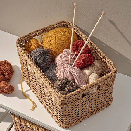 Sepet, plastik rattan, 25x35x20 cm