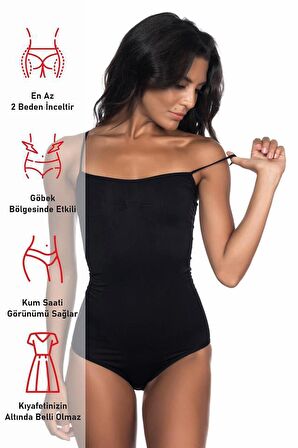 Siyah Emay 1923 Soft İp Askılı Çıtçıtlı  Body