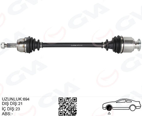 ÖN AKS SAĞ RENAULT EXPRESS F40.G40 1.9 D UZUNLUK 1985-1998 7700748855 8200323959 7700748854