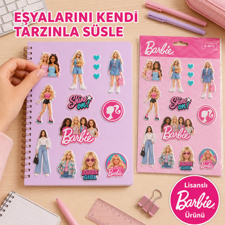 BakGelAl Barbie 3D Kabartmalı Sticker – Renkli Çıkartma Etiket Seti