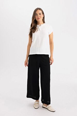 DeFacto Culotte Geniş Paça Krinkıl Viskon Kapri C9565AX24SMBK81