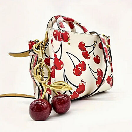 Kırmızı Kiraz Figürlü Çanta Süsü & Anahtarlık | Sevimli ve Parlak Tasarım