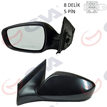 DIŞ DİKİZ AYNASI SOL BLUE 2012 ELEKTRİKLİ ISITMALI SİYAH KAPAK DÜZ CAM 5 FİŞ VM-6451EL 876101R110